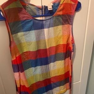 J. Crew rainbow plaid cap sleeve top